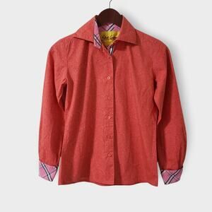 Robert Graham Womens Coral Pink Paisley Button Up Shirt Sz 4 Vibrant Colorful